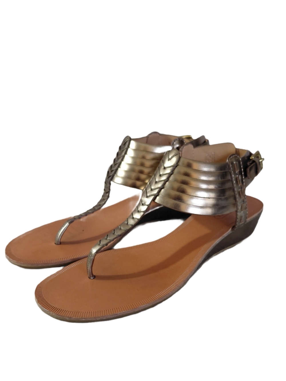 Coach India Metallic Gold T-Strap Sandals Size 7.5 - Picture 10 of 10